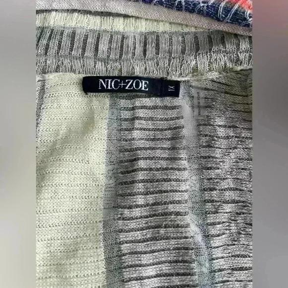 Nic + Zoe plus size 1x linen multi colored 3/4 cardigan - Picture 2 of 7
